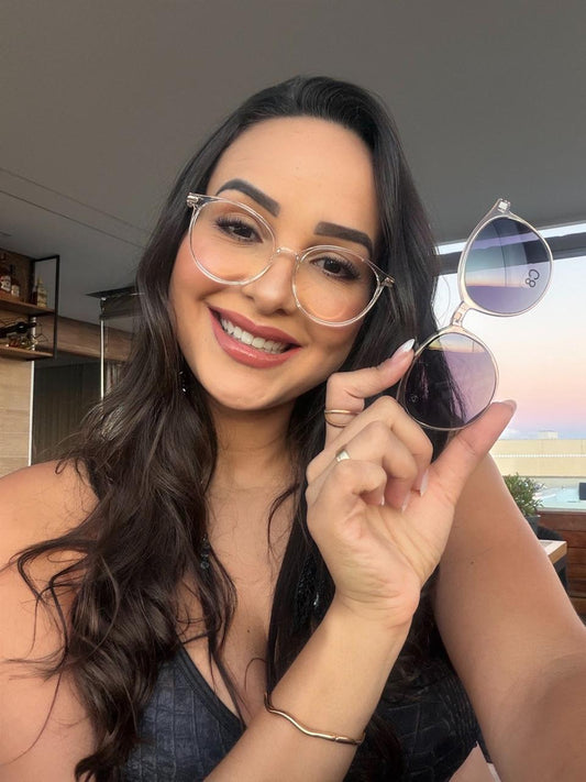 Óculos Clip-On Redodo 2 em 1 Froes - Translúcido