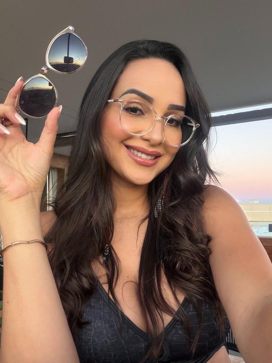 Óculos Clip-On Redodo 2 em 1 Froes - Translúcido